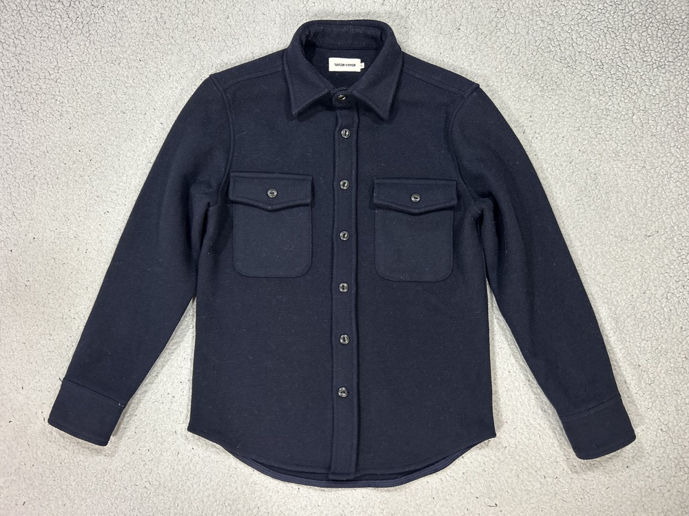 Taylor Stitch The Maritime Shirt Jacket Mens Small Navy Wool Overshirt Button Up